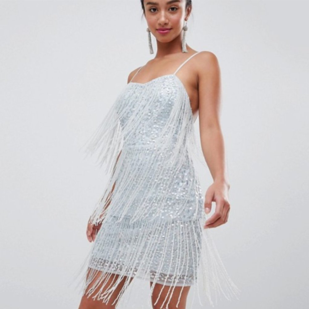 ASOS DESIGN Petite sequin fringe mini dress